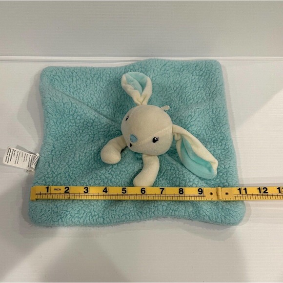 DTU Inc Bunny Rabbit Teal Blue Plush Toy Baby Lovey Security Blanket Soother - Picture 6 of 8